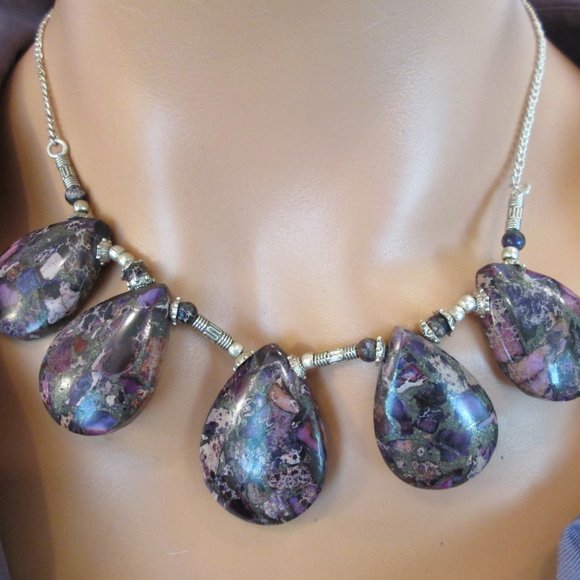 TURQUOISE GEMSTONE LADIES NATURAL 925 STERLING SILVER NECKLACE - Picture 2 of 8